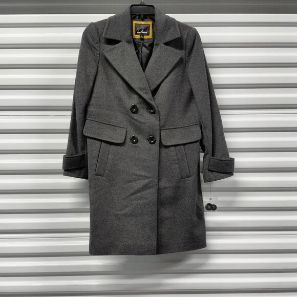 Sam Edelman Women's Wool Blend Peacoat Size 4 Gray Double Breasted Winter Coat - Picture 5 of 14